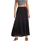 TEERFU Womens Elastic High Waist Long Pleated Skirt Tiered Boho Swing A line Beach Maxi Skirt