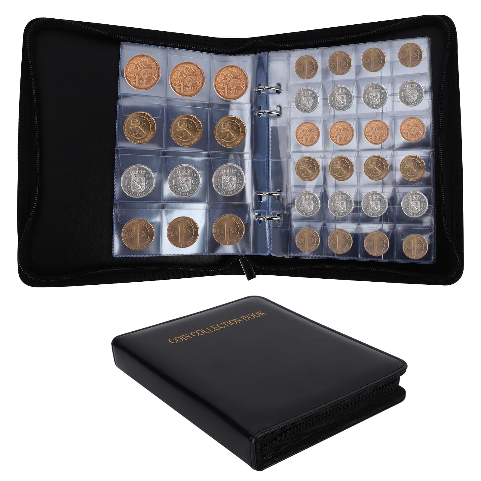 Les-Theresa 360 Pockets Coin Collectors Album, Coin Collection Book 8.7X6.9In Coin Albums, Coin Book Coin Holder Waterproof Coin Collection Holder For Coins Up To 3.5 Cm In Size