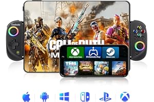 COOLAADO Wireless Mobile Gaming Controller for IOS & Android, Bluetooth Smartphone/Tablet Handheld Joystick Gamepad with Adjustable Clip for iPhone/iPad/Samsung etc.Support Xbox/PS3/4/Switch/PC (Black)