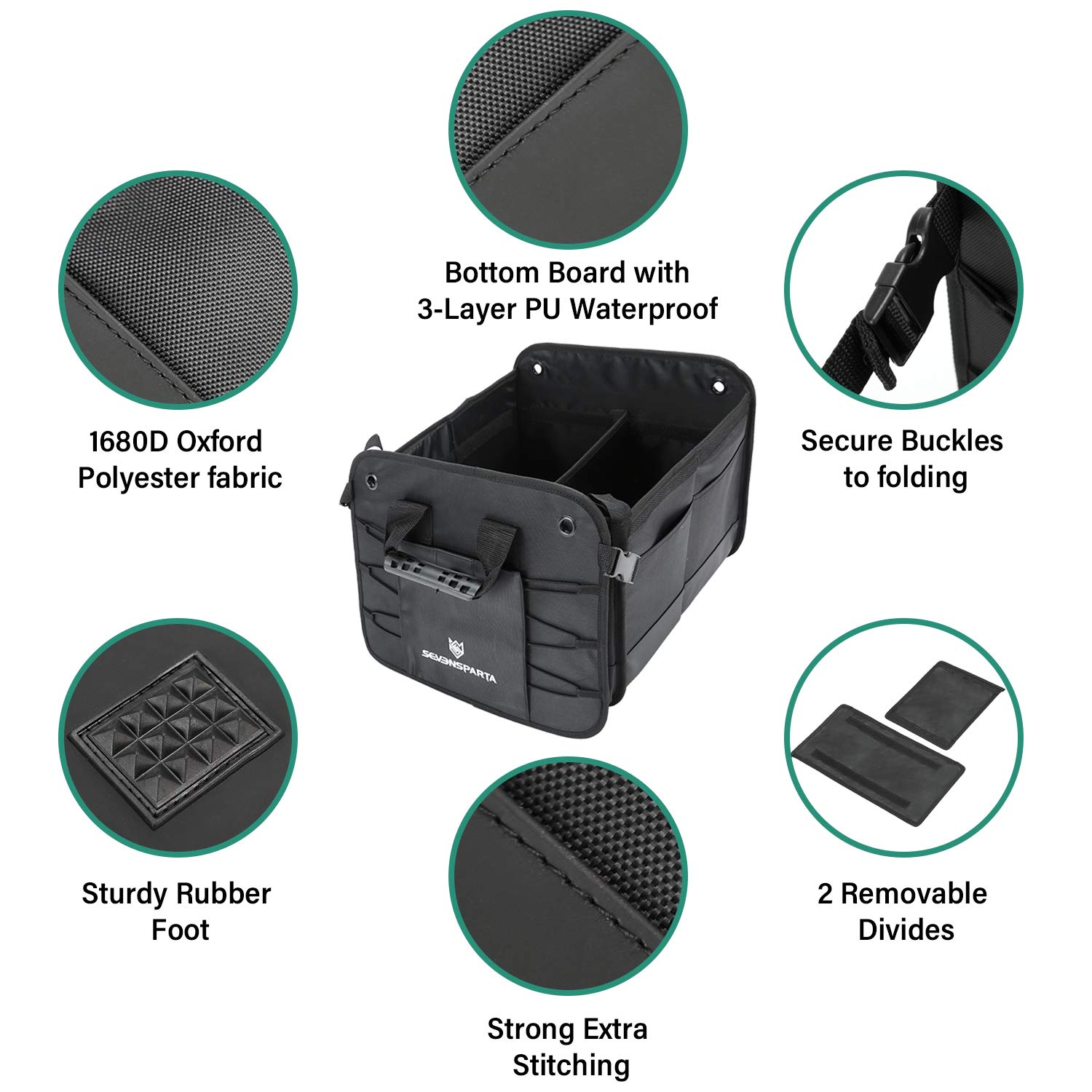 Organizer Per Bagagliaio Auto Perfk - Pieghevole, Con Manico, Tessuto Oxford 600D, Per Attrezzi - Foto 11