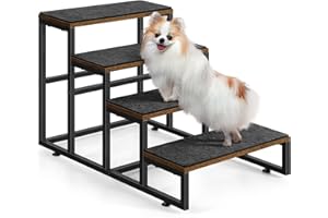 OYEAL Dog Stairs for High Beds 4 Steps Dog Stairs for Small Medium Dogs Pet Stairs/Steps for Puppy, Cats, and Dogs, Easy to Walk on Dog Step for Beds and Cars