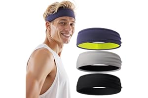 Braylin Men's Headband, 3-Pack Men's Sweatband, Sports Headband for Running, Cycling, Basketball, Fitness Workout, Unisex Hea