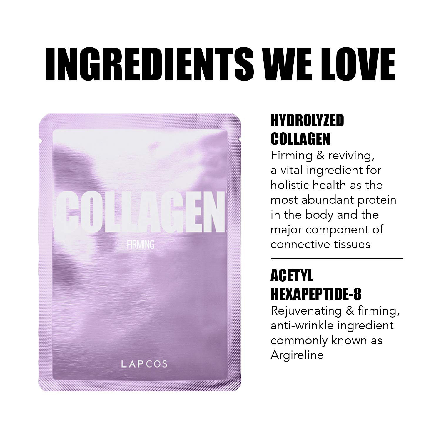 LAPCOS Collagen Sheet Mask, Daily Face Mask with Collagen Peptides for Wrinkles and Dark Spots, Korean Beauty Favorite, 5-Pack. : Beauty