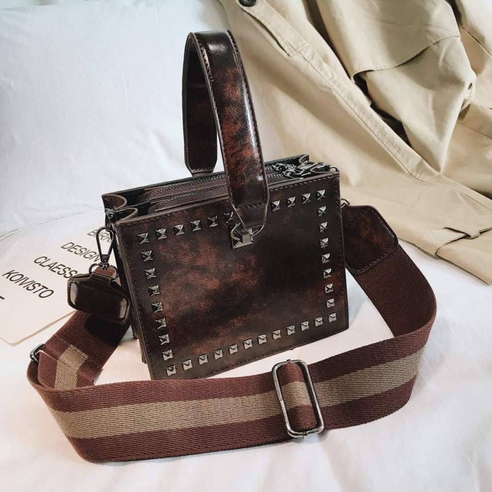 HKDUC Rivet Small Square Bags Fashion Handbags Design Women'S Shoulder Handbags Ladies Totes Women Crossbody Bag