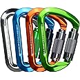 SEPEAK UIAA 30kN Climbing Carabiner Clips, Professional Heavy Duty Twist Locking Carabiners for Climbing,Mountaineering, Rappelling, Camping, Hiking, Swings, Large D Ring Hooks