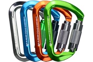 S.E.PEAK SEPEAK UIAA 30kN Climbing Carabiner Clips, Professional Heavy Duty Twist Locking Carabiners for Climbing,Mountaineering, Rappelling, Camping, Hiking, Swings, Large D Ring Hooks