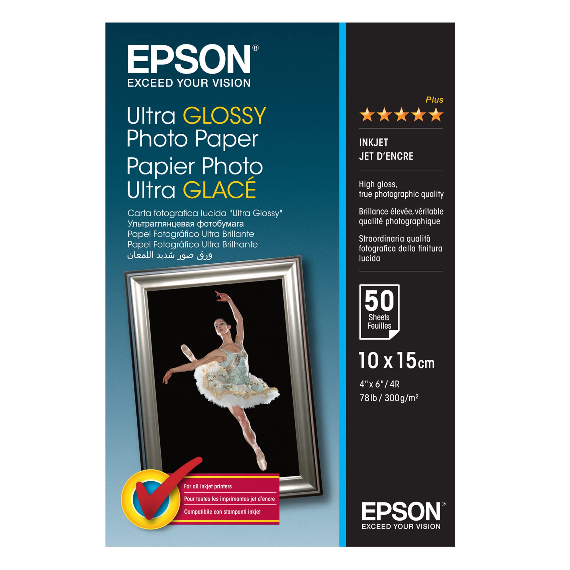 Epson S041943 Ultra Glossy Photo Paper - Glossy photo paper - 100 x 150 mm - 50 sheet(s), White — image 1