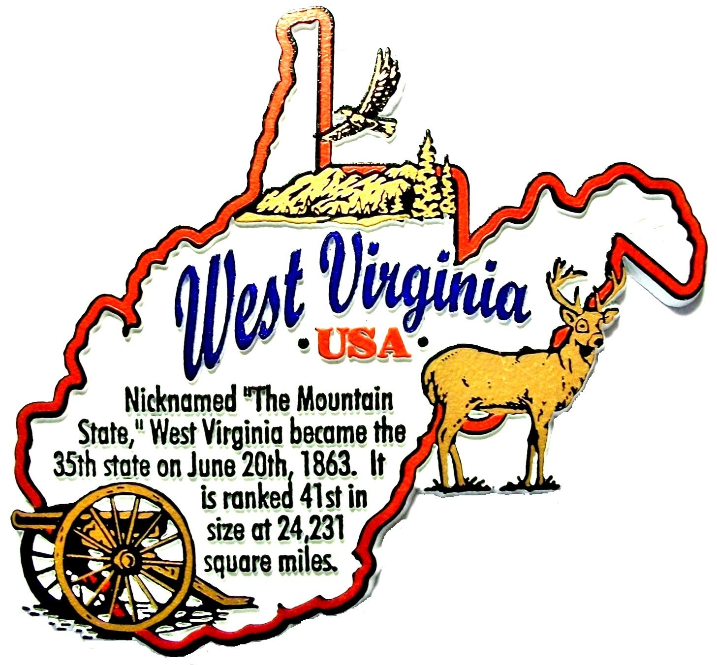 Virginia oeste la montaña con imágenes Estado imán para nevera ...