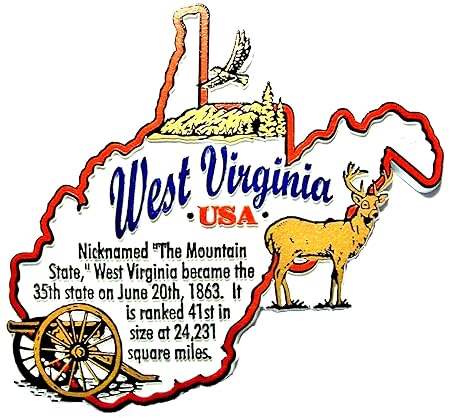 Virginia oeste la montaña con imágenes Estado imán para nevera ...