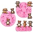MEMOVAN Bear Silicone Fondant Mold 3pcs Bears Candy Chocolate Molds For Teddy Bear Cake Decoration Cupcake Topper Polymer Clay Resin Epoxy Gum Paste Mold