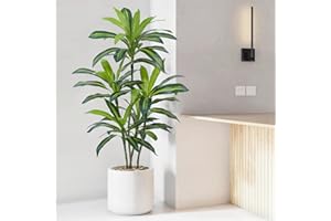 ZEEOZE Dracaena Plant Artificial Tree 4Ft Tall Fake Tropical Floor Plants Potted (Real Touch) Artificial Silk Tree Leaf Faux 
