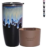 Bosmarlin Ceramic Travel Coffee Mug with Lid, 21 oz, Portable Coffee Cup for Car Cup Holder, Microwave and Dishwasher Safe, Reactive Glaze