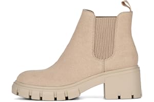 Rihero Women's Chelsea Ankle Boots Fashion Slip On Lug Sole Chunky Heel Booties