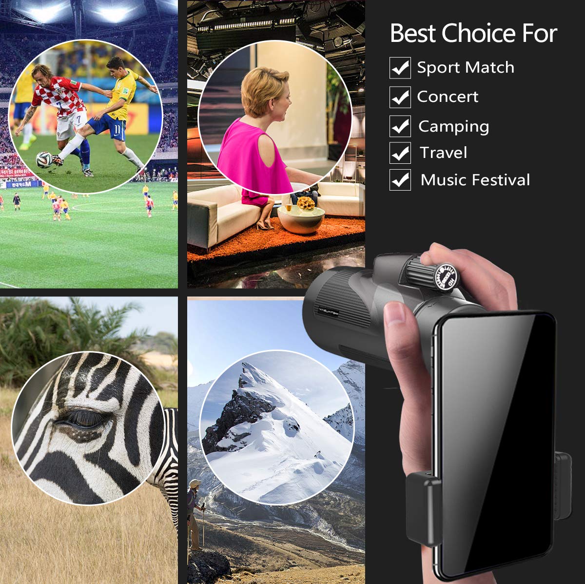 Metalbay High Power Monocular Telescope 12×50 Waterproof Monocular Scope with Tripod Smartphone Holder, HD Wide Angle BAK7 Prism Scope, Low Light Night Vision for Bird Watching Hunting Hiking Outdoor