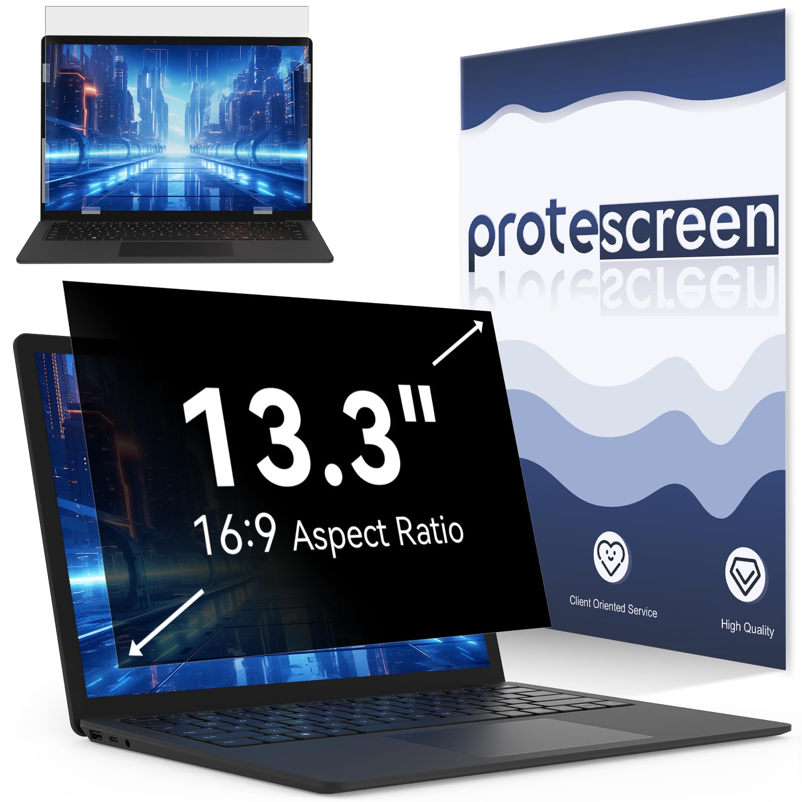 Photo 1 of 13.3 Inch Laptop Privacy Screen Compatible With Lenovo Hp Dell Acer Asus Thinkpad Envy Xps, 16:9 Aspect Removable Anti Glare Blue Light Filter Protector,13 in Computer Monitor Privacy Shield