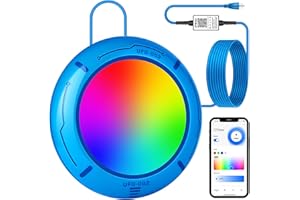 GTBRITER Above Ground Pool Lights with APP Control 20W RGB Dimmable LED Pool Lights with Suction Cups and Built-in Magnets 12V Underwater Pool Light for Above ground Inground Pools IP68 Waterproof 28FT Cord B
