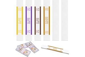BOLSDOIC 300pcs Currency Straps for Cash Management，4 Colors Self Adhesive Money Wrappers for Bills，Money Band Bill Wrappers for Banks, Businesses, and Home