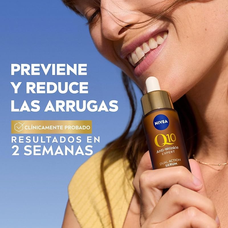 Q10 Antiarrugas Expert Sérum Doble Acción (30 ml) - Sérum Facial Antiedad, Tecnología Antiglicación, Bloquea Daños por Azúcares - Piel Seca, Mixta, Normal - 30 ml