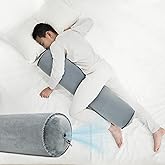 ONTYZZ Inflatable Short Body Pillow, Short Pillow for Bed, Oval Bolster Pillow for Good Sleeping and Back/Neck Support, 1pcs Grey