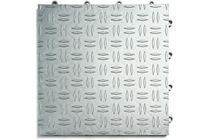 Big Floors GarageTrac Diamond, Interlocking Non-Slip Garage Flooring Tile, Durable, Modular, Heavy-Duty Copolymer, Easy Install (48 Pack), Alloy