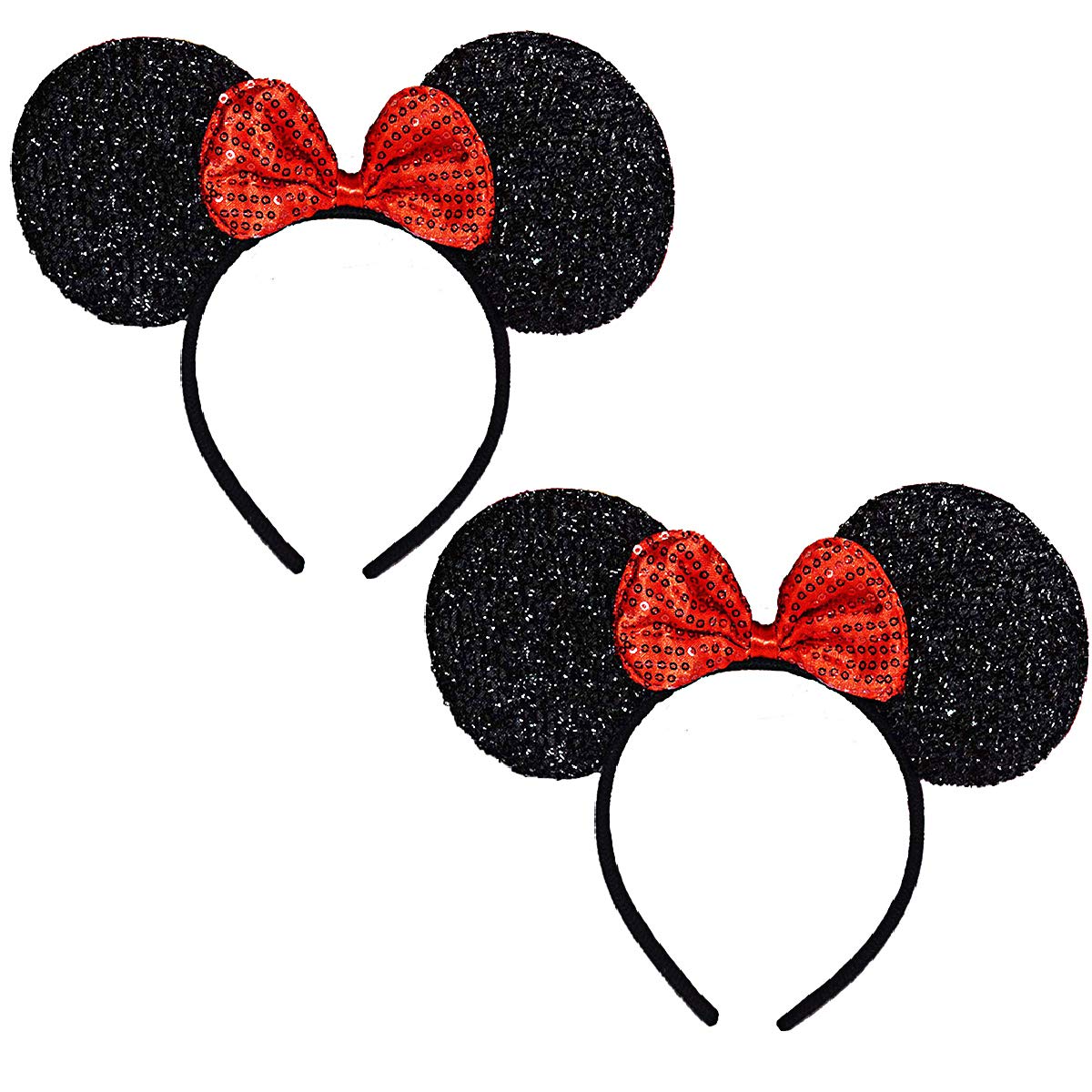 FANYITY 2 Pcs Mouse Ears Headband Hairs Accessories for Children Mom Baby Boys Girls Birthday Party or Celebrations: Beauty