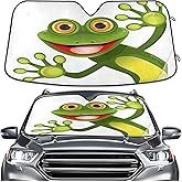 Funny Cute Green Frog Windshield Sun Shade for Car Auto SUV Truck Foldable Front Window Sunshade Sun Visor Protector Block UV Rays Reflect Heat, 55