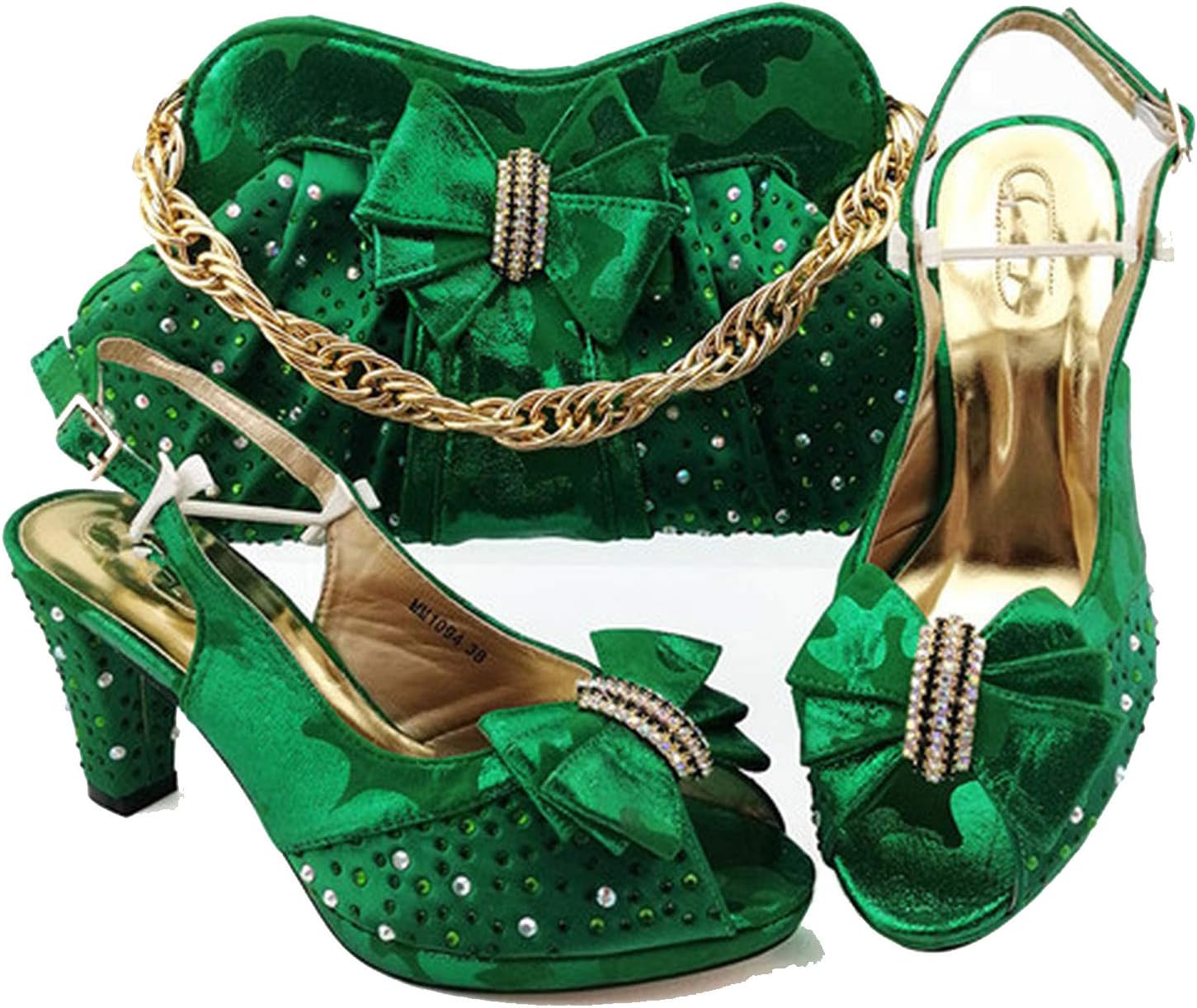 Juego de Zapatos y Bolsos Italianos Rosa a Juego con Zapatos nigerianos y Bolsa a Juego, Verde Juego de Zapatos y Bolsos Italianos Rosa a Juego con Zapatos nigerianos y Bolsa a Juego, Verde