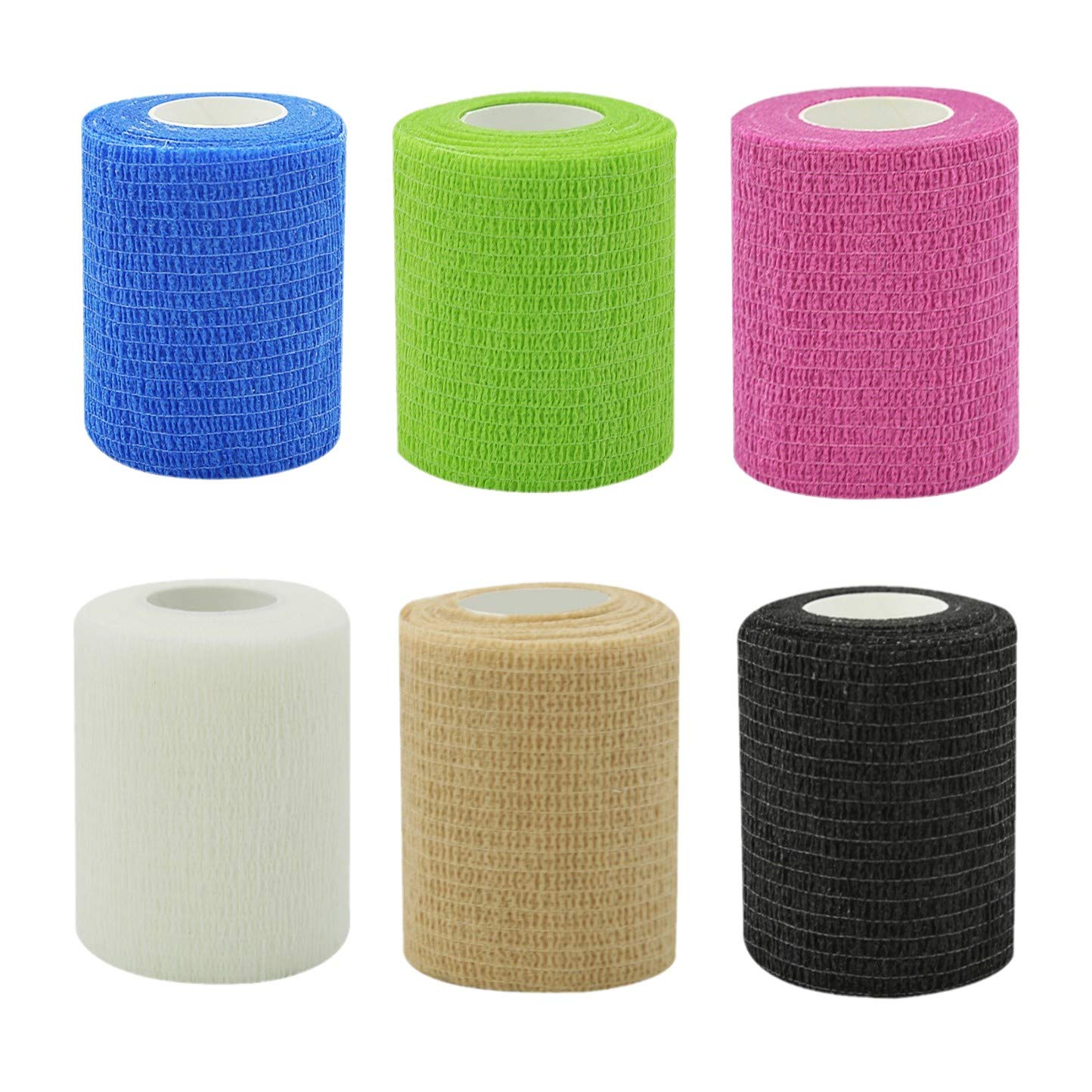 JZK 6 Rolls 7.5cm Non-Woven Elastic self Adhesive Bandage Tape for Human and pet, Cohesive Bandage wrap Gauze, Support Tape for Injuries and sprains for Wrist, Ankle, Joints, Hand, Foot