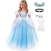 Axaxa Princess Costume for Girls Princess Dresses for Girls Cosplay Costume Halloween Party Outfit with Accessories