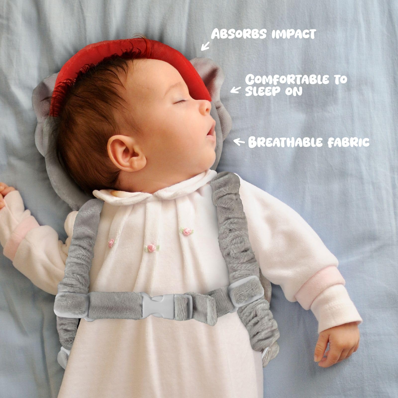 Head Backpack, Elephant Firefighter Design, Baby Head Protector Backpack Padded, with 4 Pieces of Outlet Covers, Babies who are Beginning to Take Their First Steps, Protection Backpack for Baby