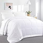HOMBYS Down Alternative Blanket Oversized King 120x120 for All Season, Lightweight Quilted White Bed Blanket with Satin Trim,Reversible Soft Microfiber Quilted Blanket