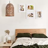 EGOFINE 10x8 Picture Frame Solid Wood with Mats 7x5 6x4, White 4 Pack view 5