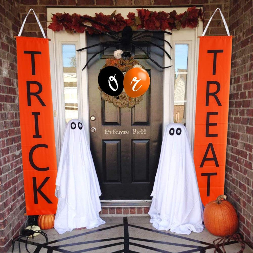 Join2Top Trick or Treat Banner and Balloons, Halloween Decorations for Door/Fireplace, Ready to Welcome Kids