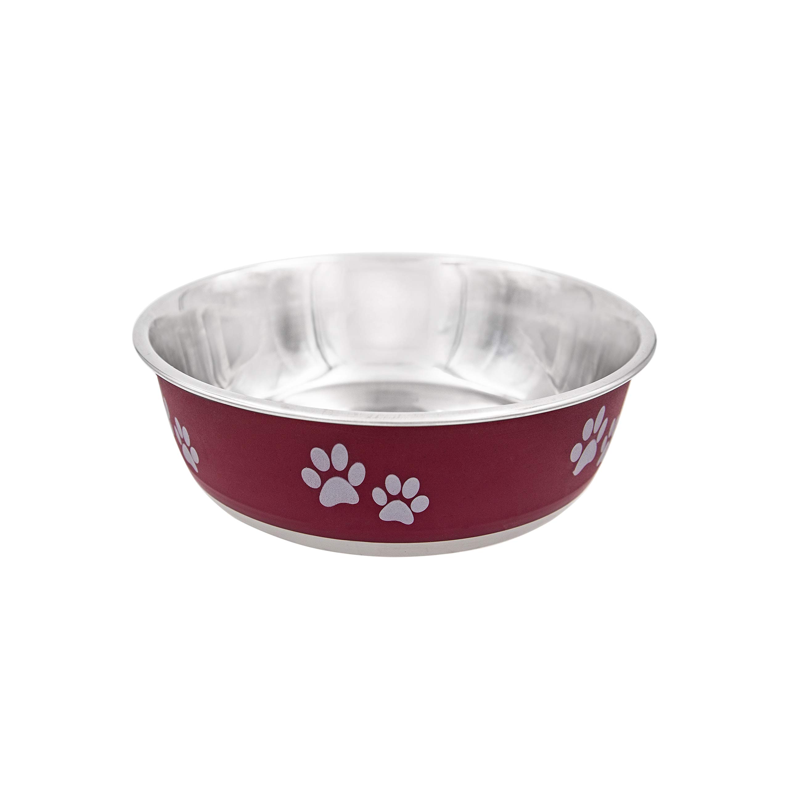 Fuzzy Puppy Pet Products Paw Print Bowl, Maroon, 13 oz