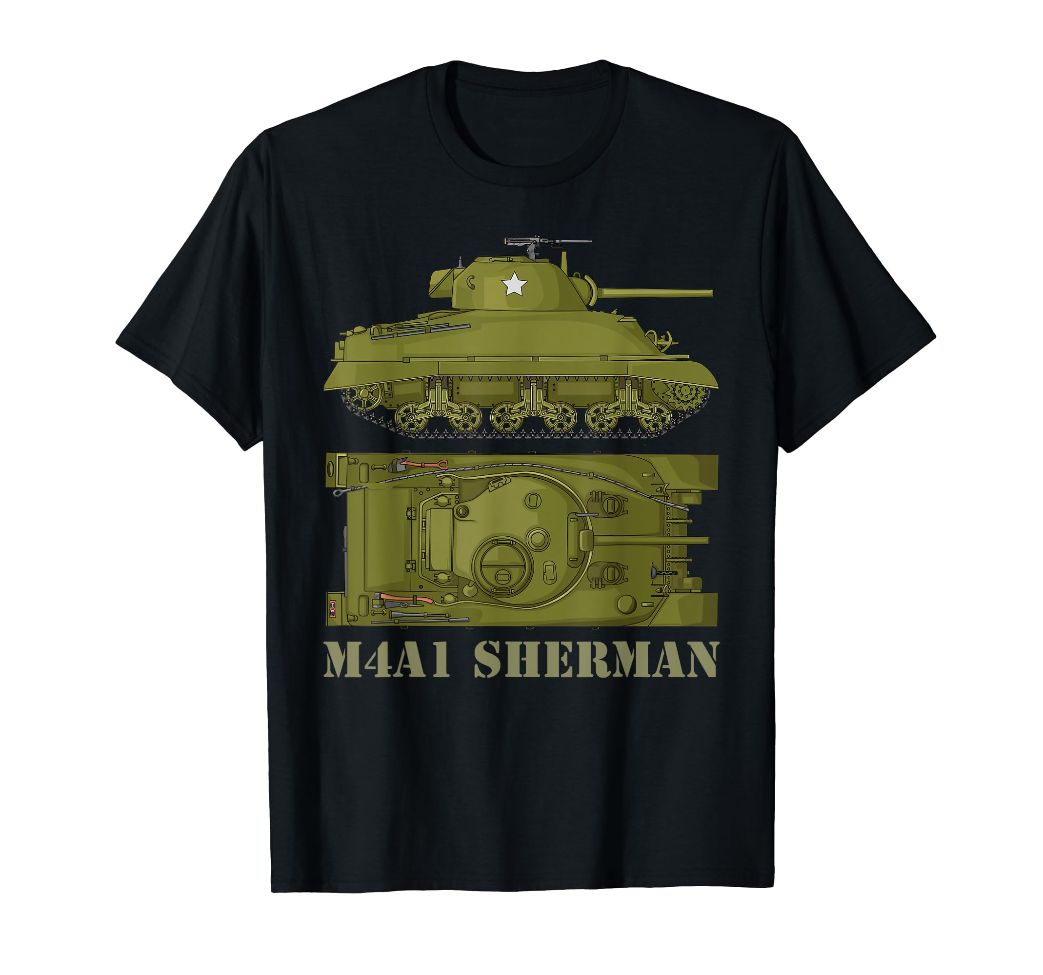 M4A1 Sherman WW2 American Tank Diagram T-Shirt