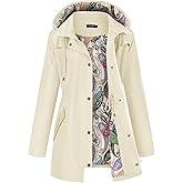 LOMON Women Waterproof Outdoor Hiking Raincoat Women Lined Rain Jacket Lightweight Hooded Jackets Trench Coats