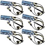 MintCell 6-Pack PCIe VER 006C 16x to 1x Powered Riser Adapter Card w/ 60cm USB 3.0 Extension Cable & 6-Pin PCI-E to SATA Power Cable - GPU Riser Adapter - Ethereum Mining ETH + MintCell 6 Cable Ties