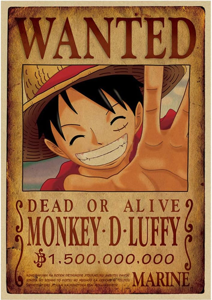 Anime One Piece Pirates Luffy Wanted Posters，2018 Oct New Edition，20x14inch(51.5x36cm),Zoro (D Luffy)