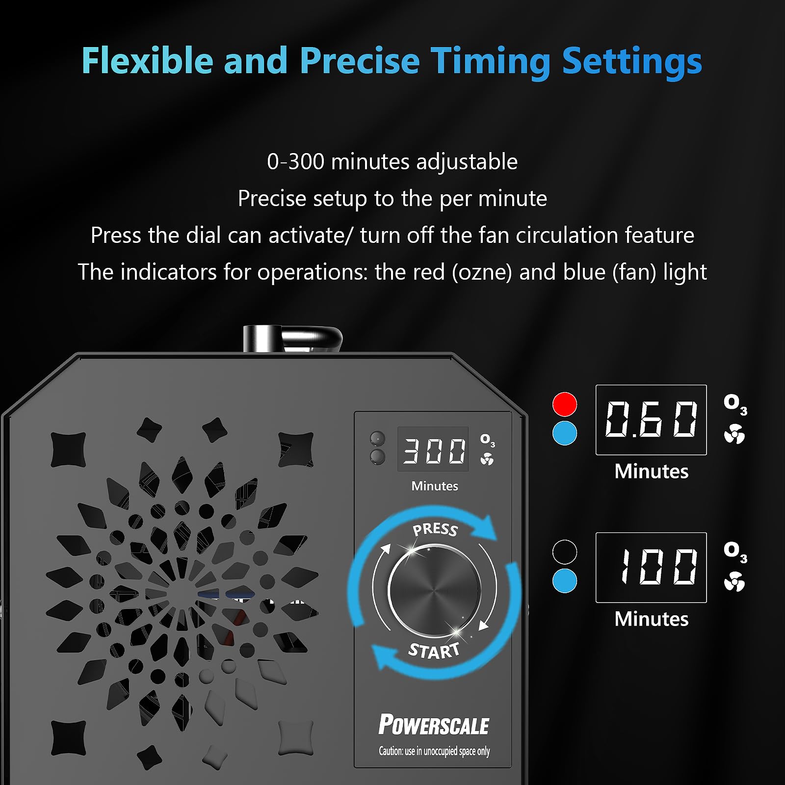 PowerScale Ozone Generator 90,000mg/h O3 Intelligent Control Ozone Odor Eliminator Commercial Ozone Machine Odor Removal, For Home, Car, Pet Room - High Capacity Ionizer Ozone Air Purifier, Black