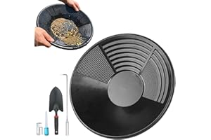Gold Mining Equipment, Gold Panning Kit 5-Piece Set, 14 Inch Pan with Shovel, Hook, Bottle & Vial, PP Mining Equipment for Be