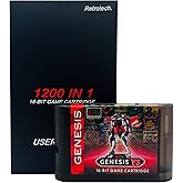 Retrotech Super 1200 In 1 V3 Pro Game Cartridge For Sega Genesis And MegaDrive Console - Clear Black, Includes Retrotech Printed Instructions