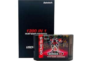 Retrotech Super 1200 In 1 V3 Pro Game Cartridge For Sega Genesis And MegaDrive Console - Clear Black, Includes Retrotech Prin