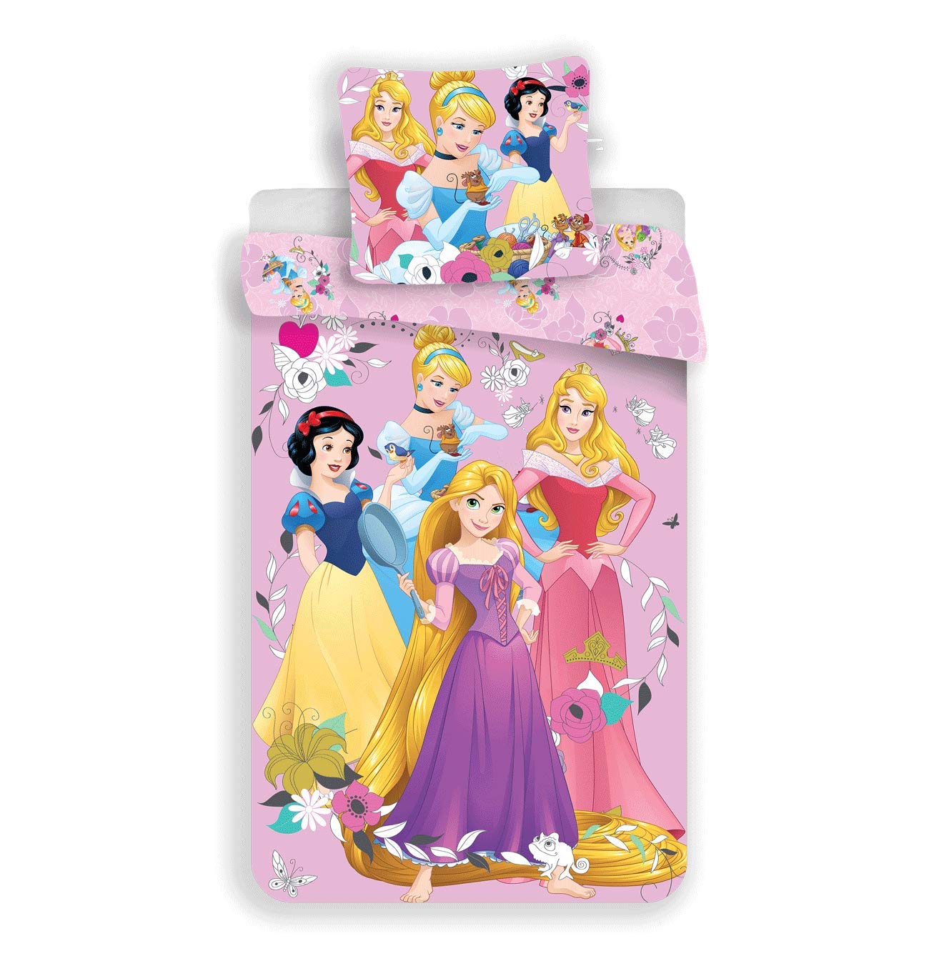 JFabrics Disney Princess Children's Bed Linen Set, Duvet Cover 140 x 200 cm + Pillowcase 65 x 65 cm, Cotton