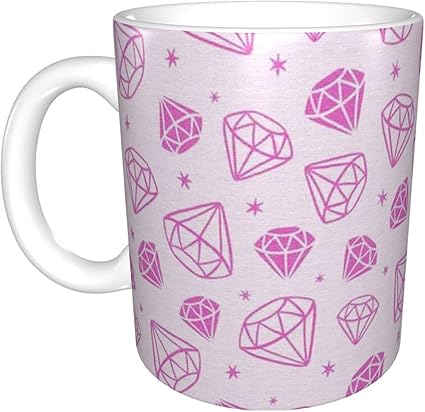 Amazon ピンク ダイヤモンド マグカップ 陶器 お茶カップ セラミック コーヒーカップ ハンドル付き コーヒーマグ 耐久性 大容量 食器 おもしろい 贈り物 人気 330 Ml 魚の名前 食器 グラス カトラリー 通販