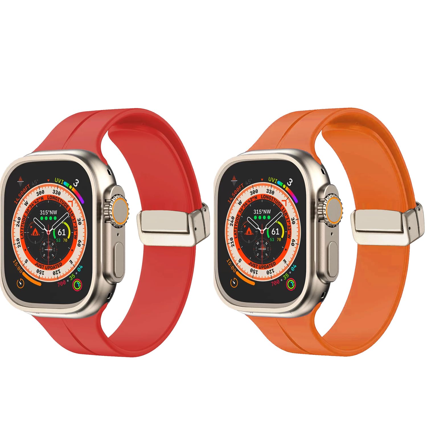 MUENShop 2 Pack Silicone Strap Compatible with Apple Watch 40mm 41mm 38mm Magnetic Clasp Sport Straps Men Women Replacement Band for iWatch Series 8 7 6 5 4 3 2 1 & SE,Ultra
