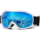 FMY Ski Snowboard OTG Goggles,Anti Fog UV400 Protection Skiing Snowmobile Goggles for Men Women Youth