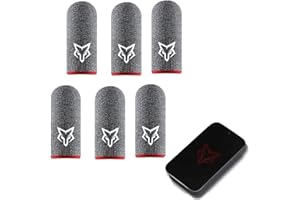 SARAFOX Finger Sleeves for Mobile Game Breathable Touchscreen V7 Pack (6pcs) Profesional Finger Gloves Gamer PUGB Free Fire COD (Black/Red)