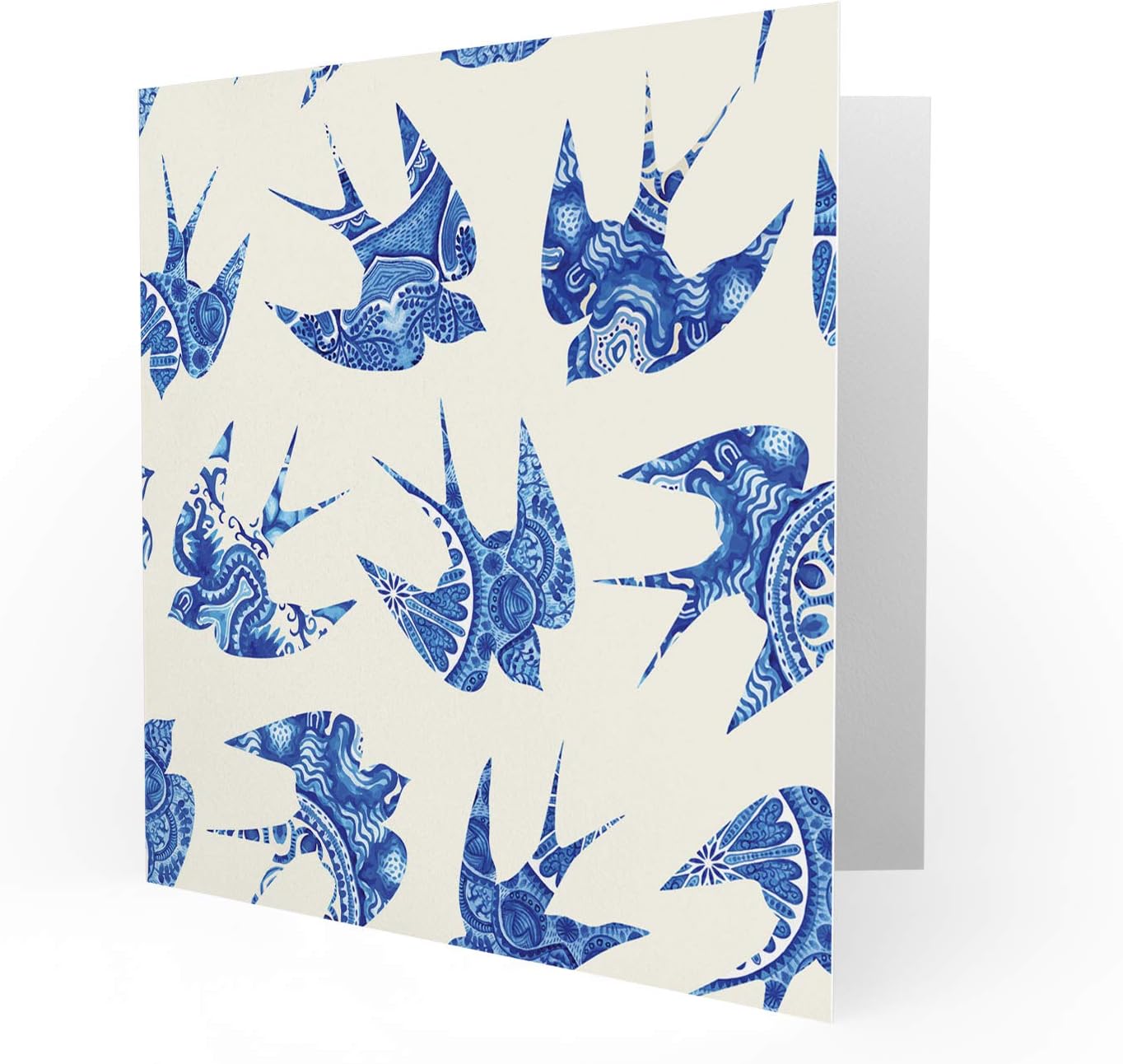 Wee Blue Coo Birds Swallows China Pattern Blue Birthday Art Sealed Greeting Card Plus Envelope Blank inside - Image 3