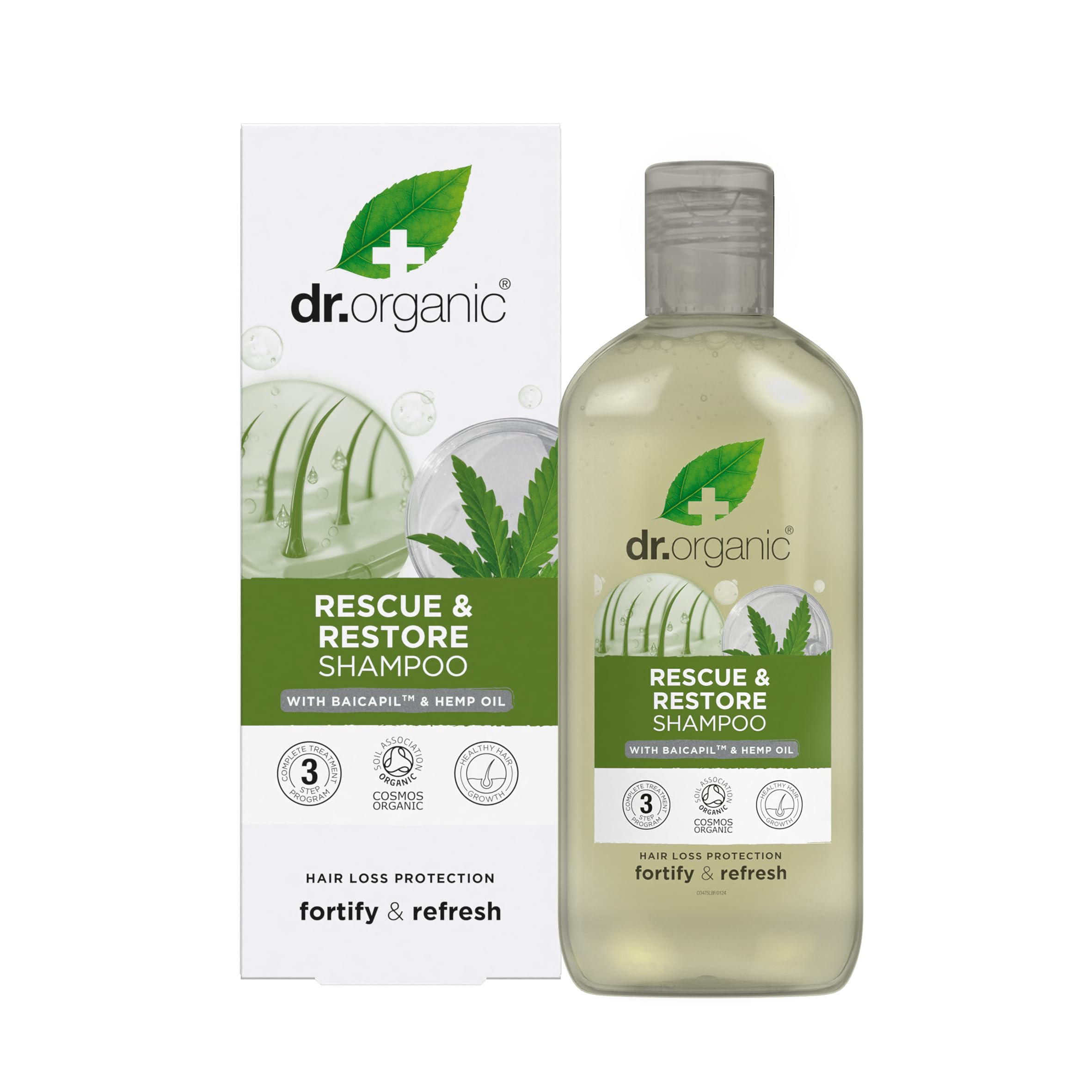 Dr Organic Hemp Oil Rescue Shampoo, Restoring, Mens, Womens, Natural, Vegetarian, Cruelty-Free, Paraben & SLS-Free, Organic, 265ml, Packaging may vary — image 1