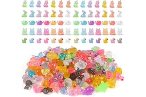 ATOYZYBIN 146PCS Luminous Mini Resin Ducks Glow in The Dark Duck Dolphin Frog Rabbit Unicorn 5 Combination Sets for Office Prank Plants Party Garden Micro Landscape Aquarium Dollhouse Decoration DIY Craft
